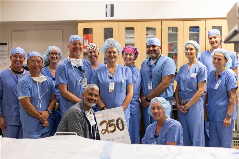 Photo of structural heart team celebrating 250 successful operations